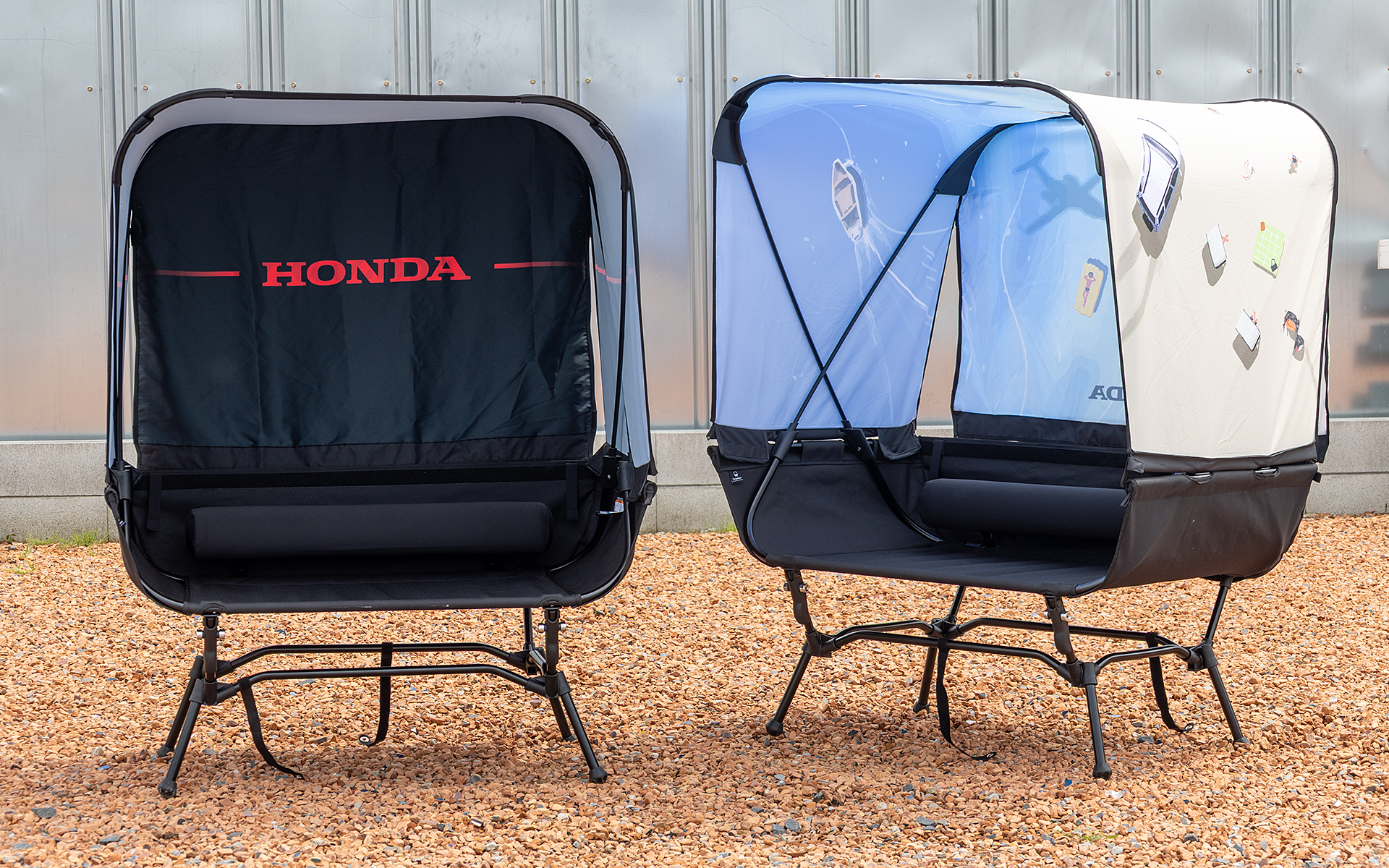 アウトドア取材会ということで同時に公開された「Tarpchair（タープチェア）」。移動だけでなく、移動した先の体験まで楽しめることを目的にデザインされた新しいコンセプトのチェア