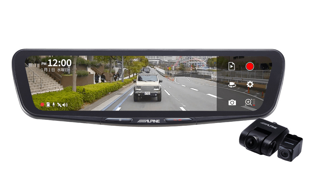 「DVR-DM1200A2-OC」は12型サイズのデジタルミラーと車外用カメラを組み合わせる製品