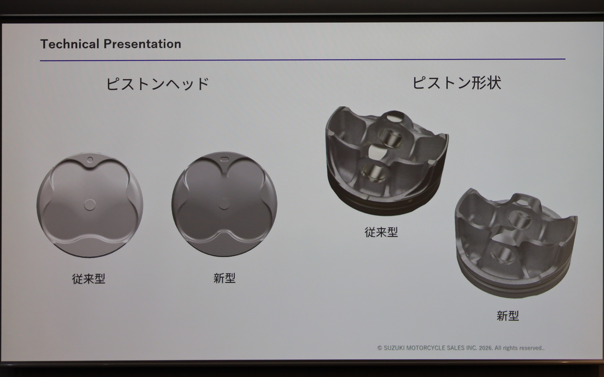 ピストンヘッドの形状変更