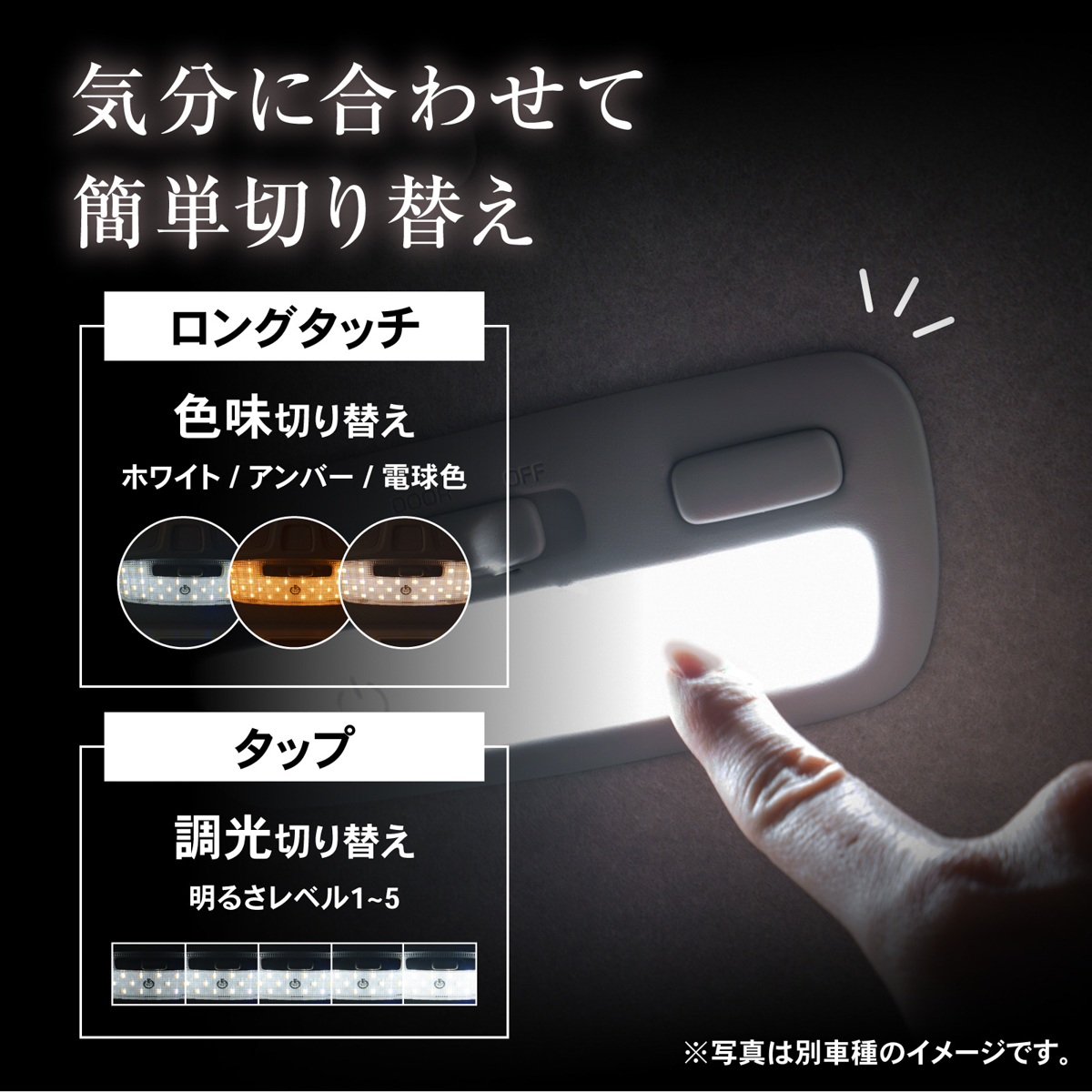 長押しかタップで切り替える内容を選べる
