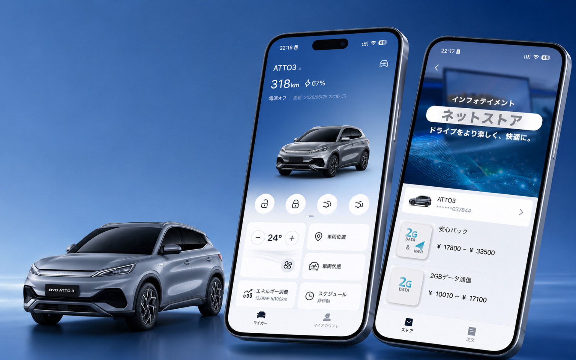 車載データ通信サービスおよびナビゲーションサービスを購入できる「BYDネットストア」