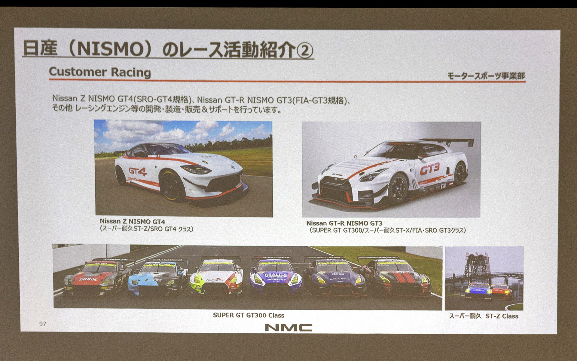 次にレーシングチームに販売する車両の開発、そしてサポートといったことを行なうカスタマーレーシングがある