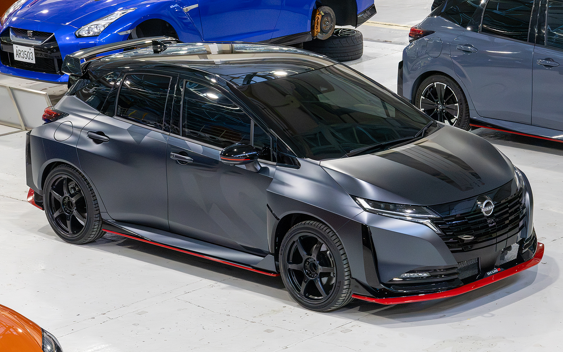 「AURA NISMO RS Concept」。東京オートサロン2026に展示されたときとは、アルミホイールとブレーキが違っている