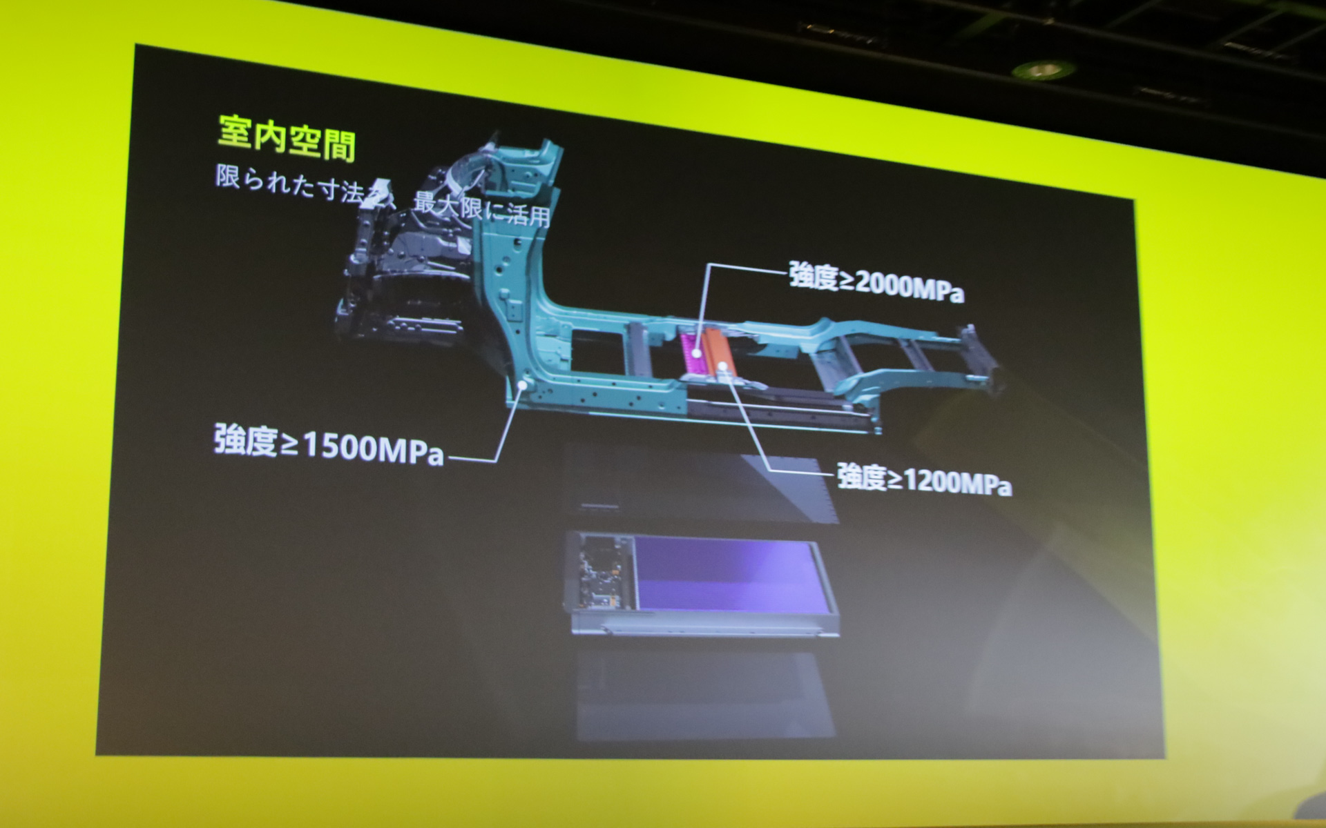 バッテリを車体骨格の一部とするCTB（Cell to Body）構造のイメージ