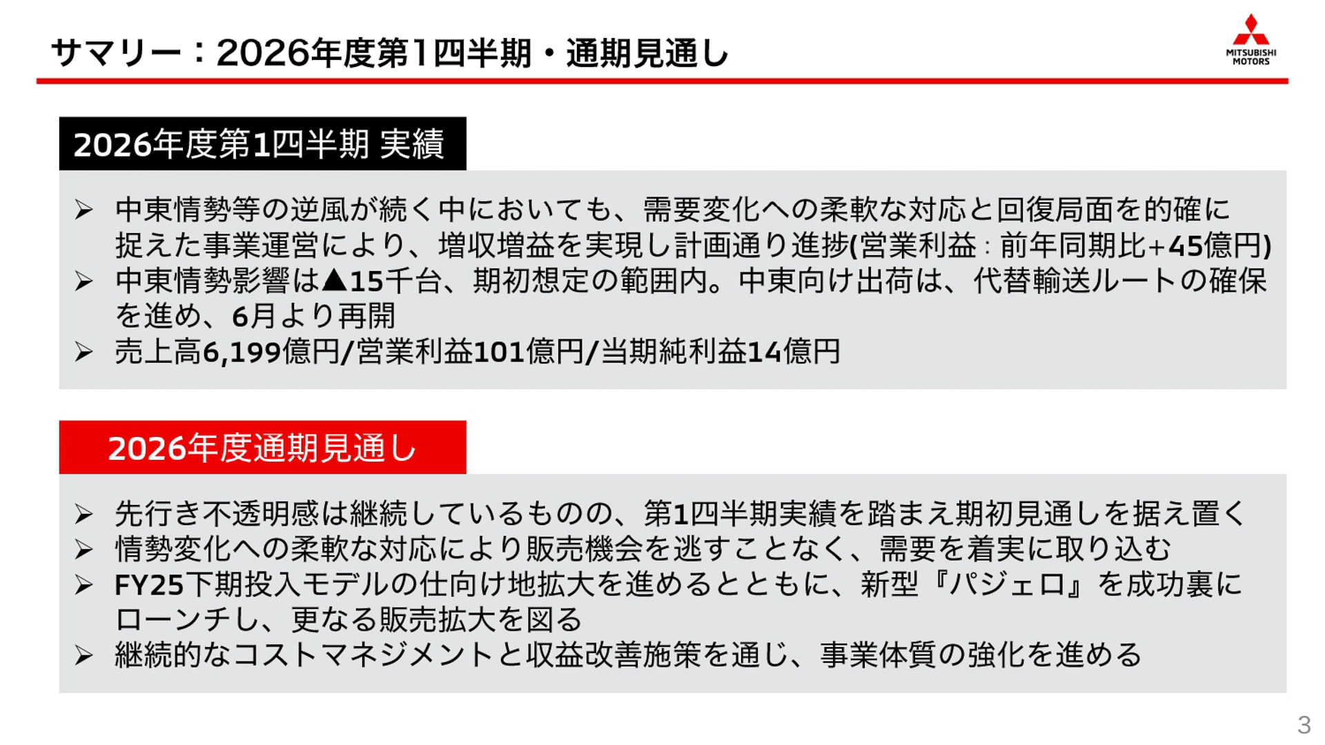 2026年度第1四半期決算説明会のスライド
