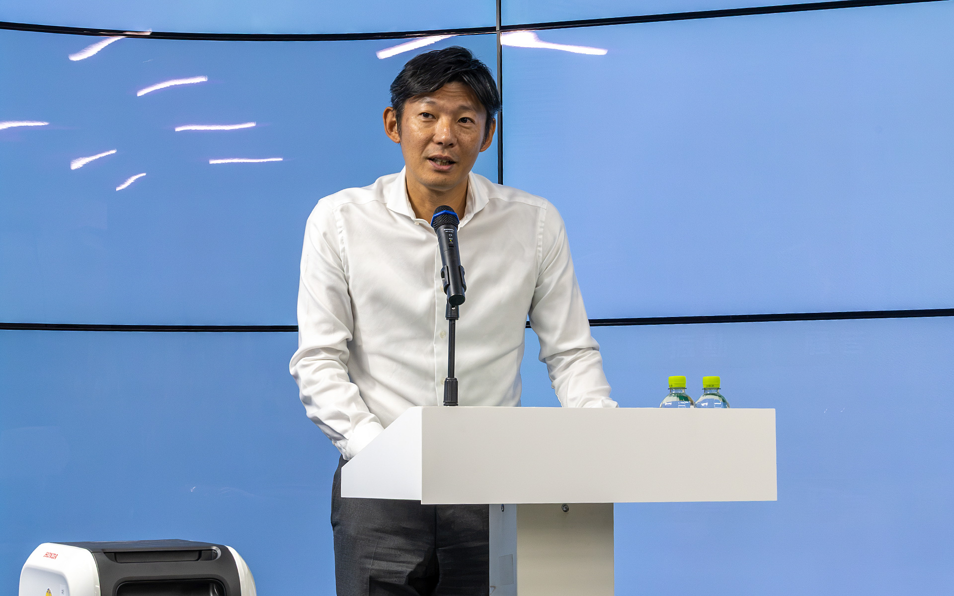 三菱地所 TOKYO TORCH事業部 開発1ユニット ユニットリーダーの宮ノ内大資氏もあいさつに立った。Torch Towerが東京の新たなシンボルになることや、社会課題の解決に結びつくことを期待していると話した。