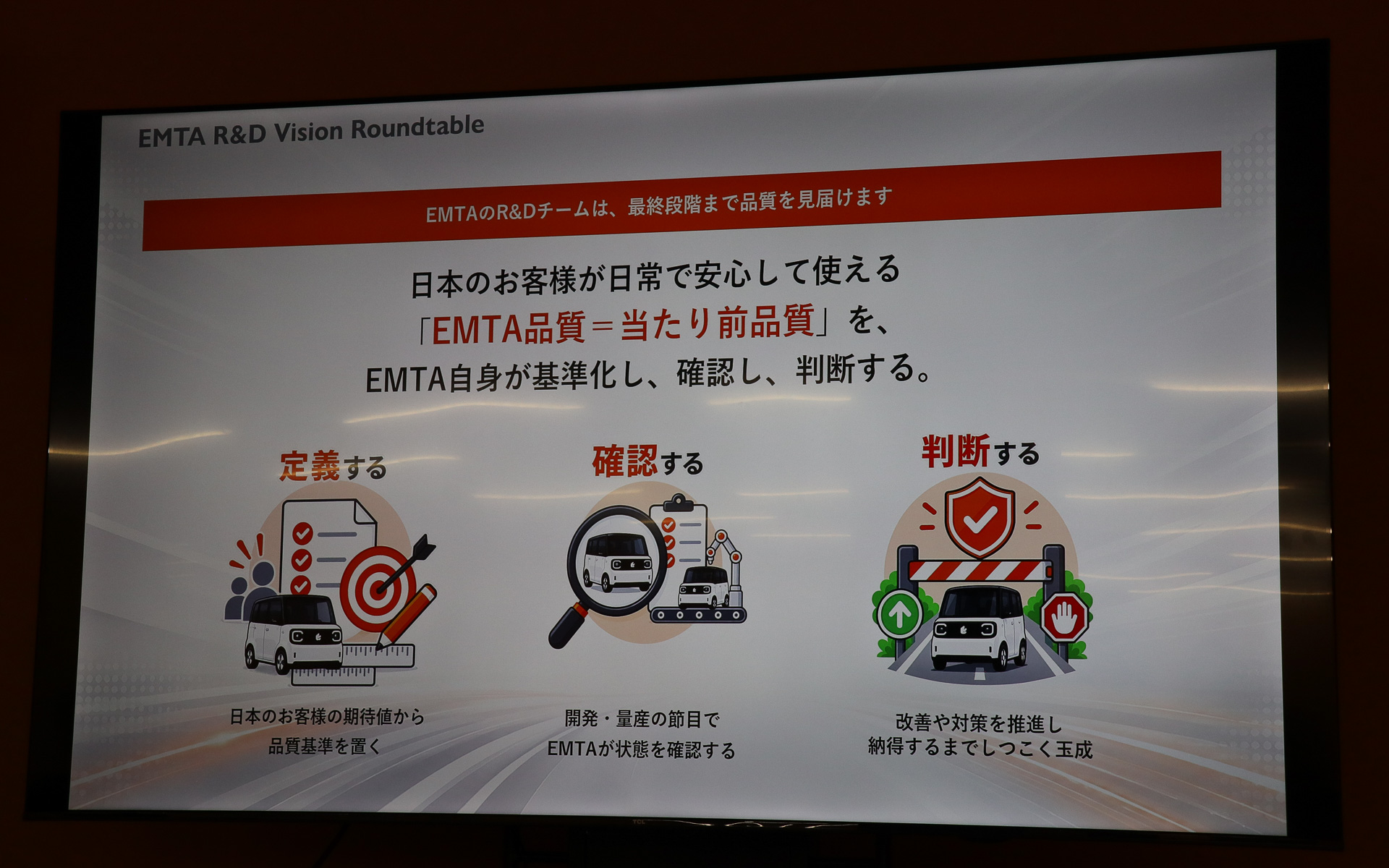 設定した品質基準がクリアできていない場合は改善を求め、徹底して造り込みを行なう