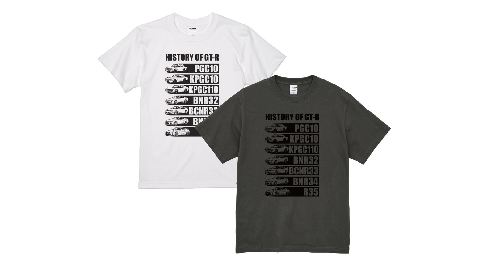 歴代GT-Rを描いたTシャツが登場