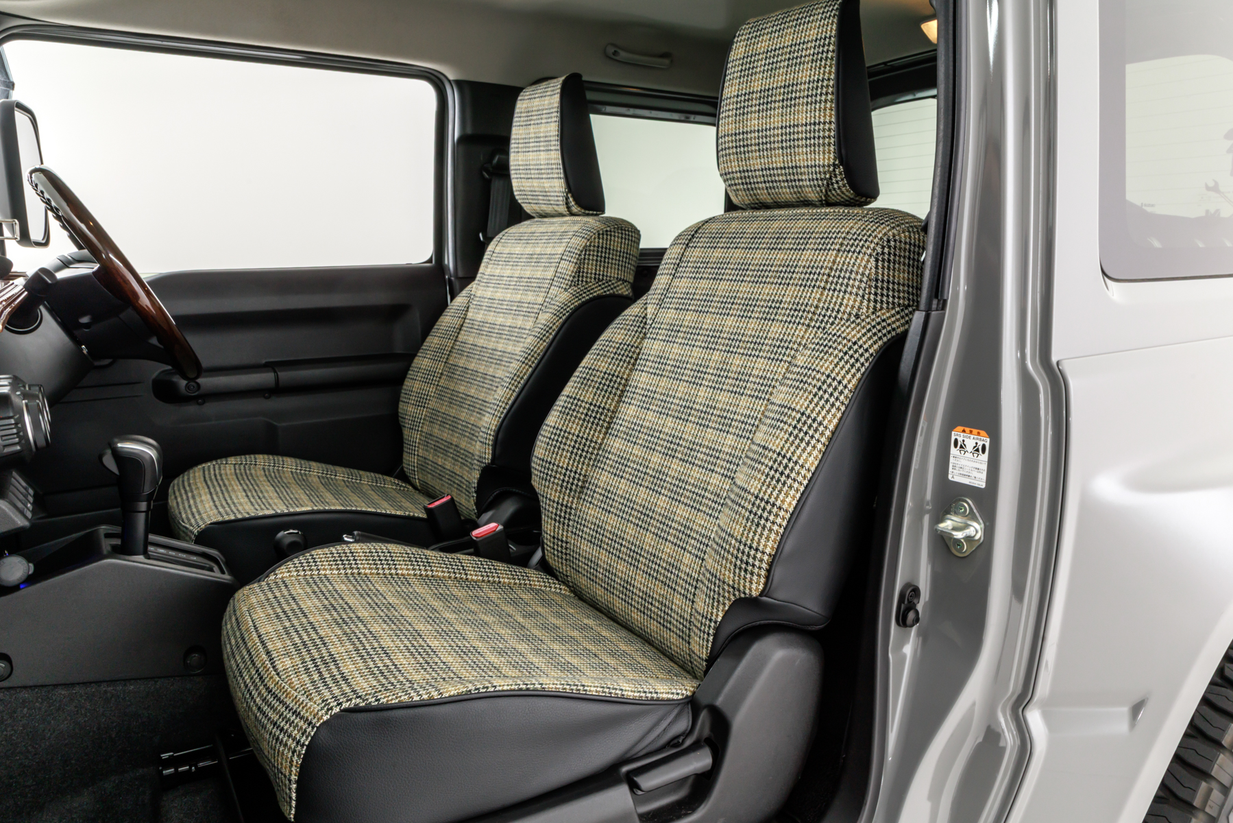 シートカバー THE GEAR for JIMNY “LIGHT GREEN×HOUNDSTOOTH”価格4万9500円