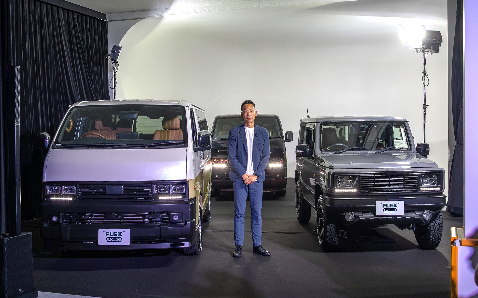 フレックスの新しいブランドとなる「FLEX FOUND」の車両は、アルパインスタイルの「カリカ」と「ベアス」がベース車