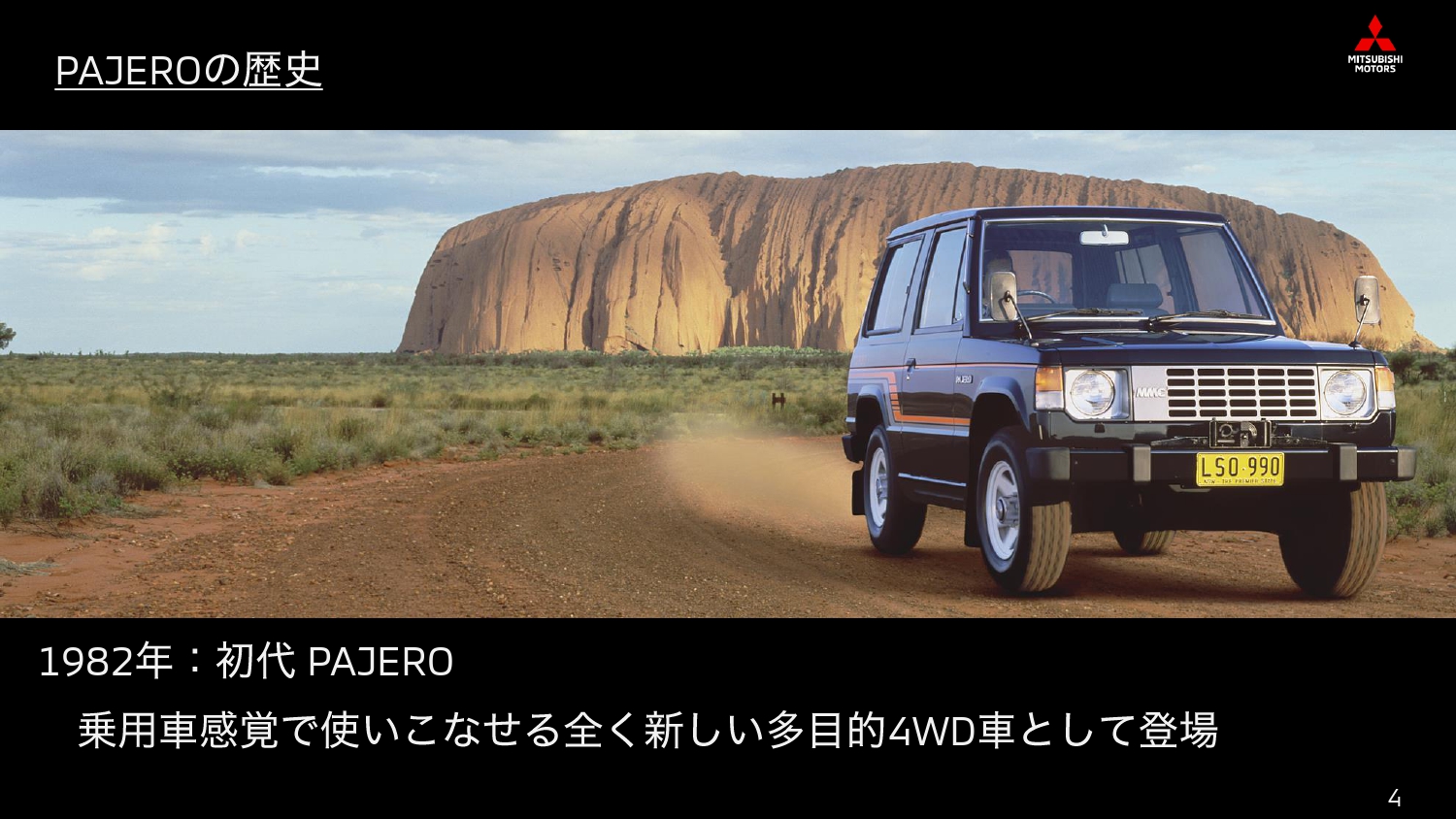初代パジェロは当時まったく新しい多目的4WD（クロカン車）として登場した