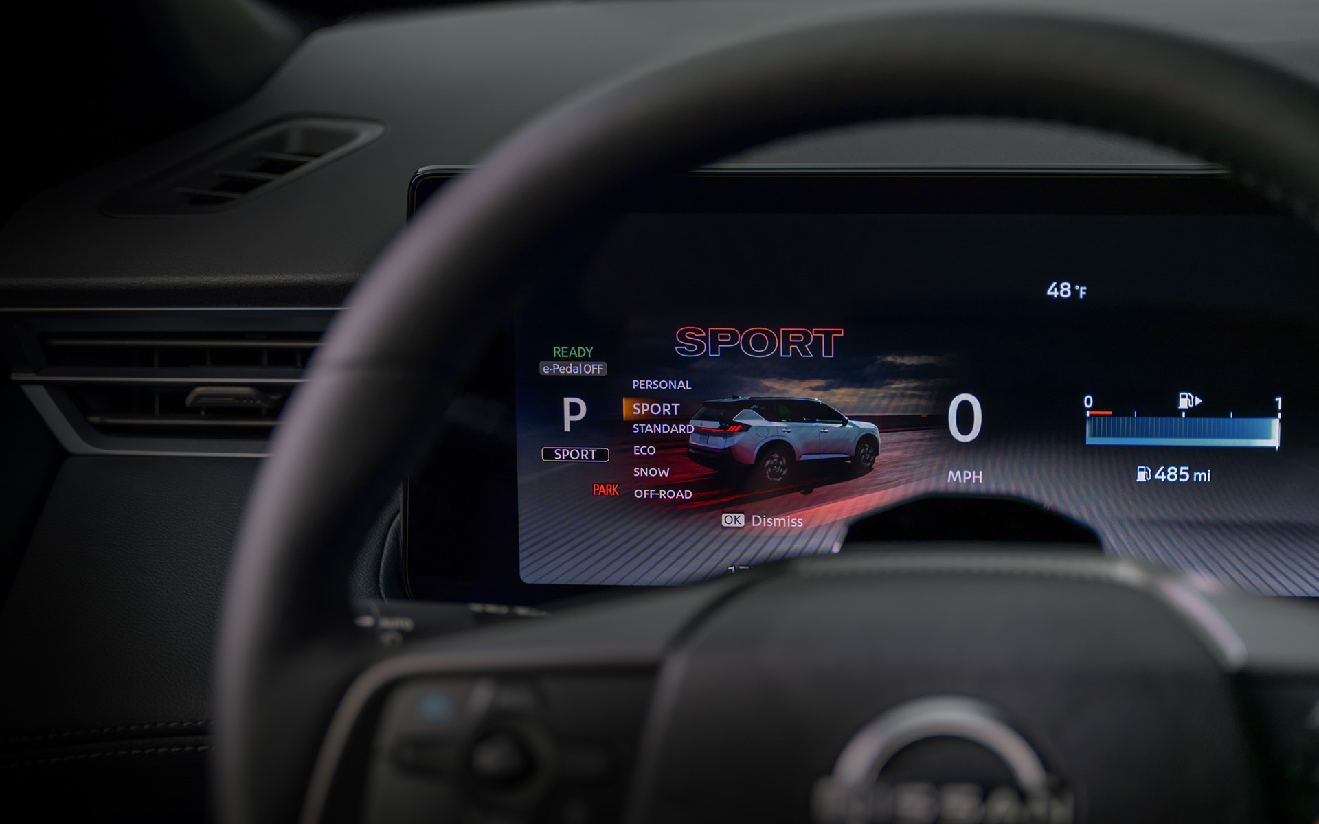 新型ローグ ハイブリッドのインテリア。Google Maps、Google Playストア、Google Geminiに対応した14.3インチデュアルディスプレイのインフォテインメントシステムをPlatinumグレードに標準装備