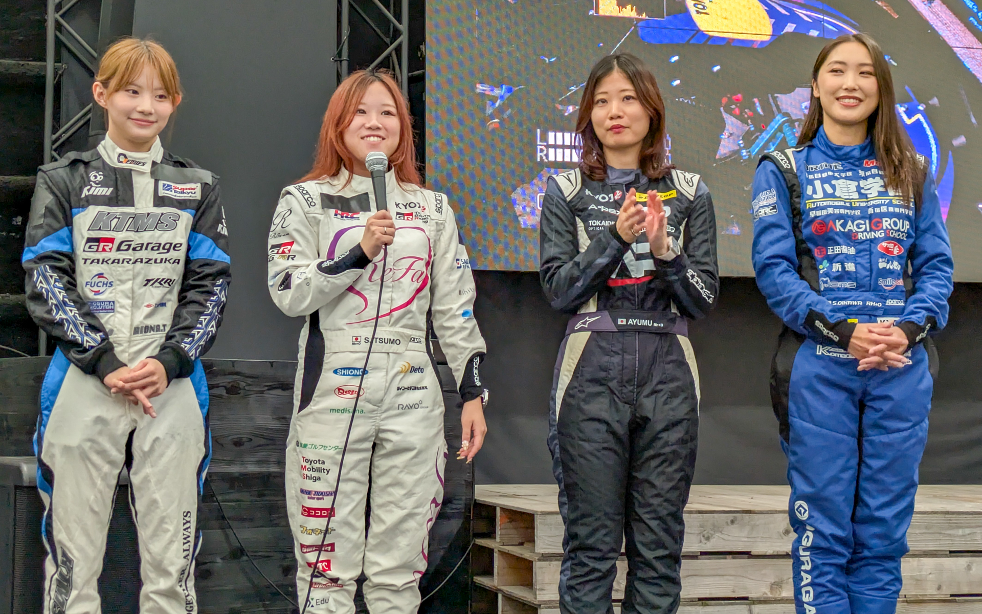 ピンクリボン運動のキックオフイベントに参加した（左から）富下李央菜選手、白石いつも選手、永井歩夢選手、及川紗利亜選手の4人