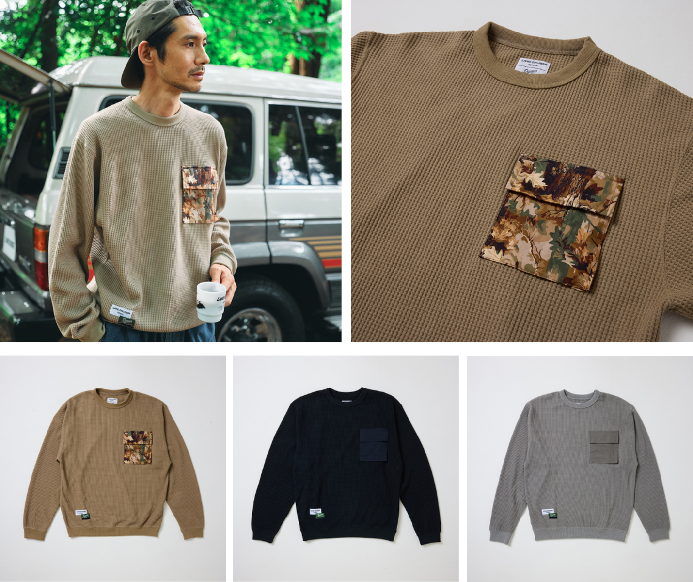 ワッフルポケット 長袖Tシャツ