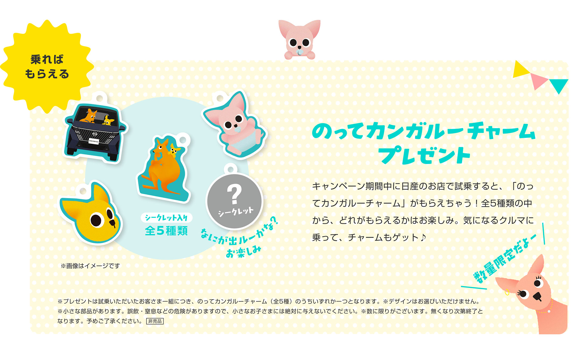 試乗プレゼント「のってカンガルー チャーム（全5種）」