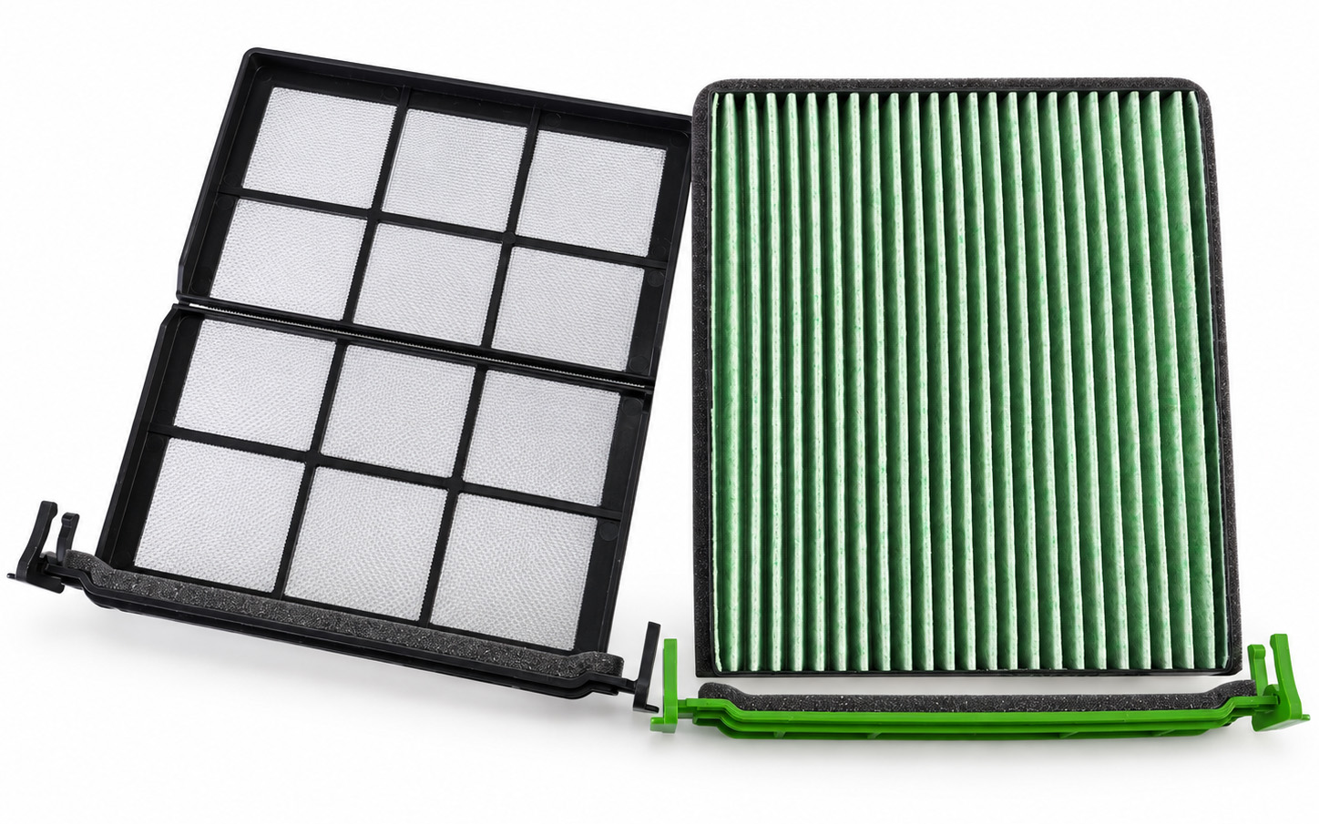 左が標準装備のメッシュフィルター、右が「MLITFILTER S-LC70」