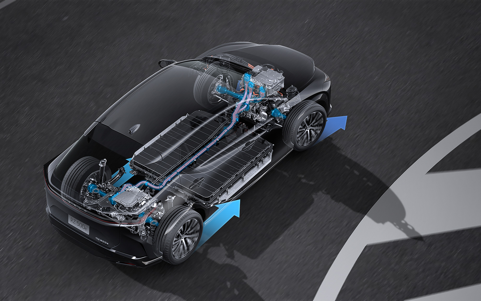 4輪駆動システム「DIRECT4」の駆動力配分を見直し、「VDIM（統合車両姿勢安定制御システム）」とも連携して走行性能を高めている