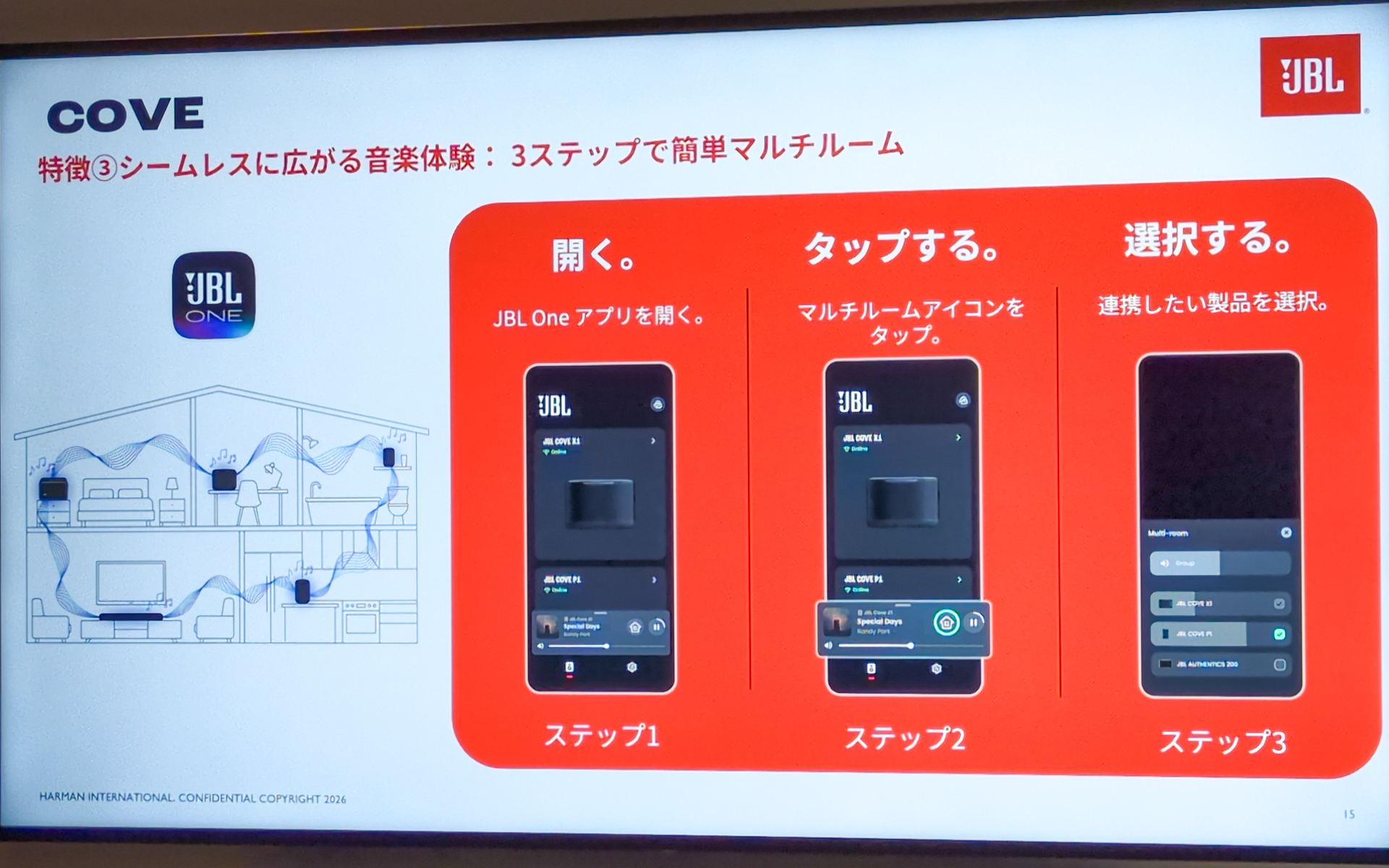 アプリからは3ステップでマルチルームが設定可能