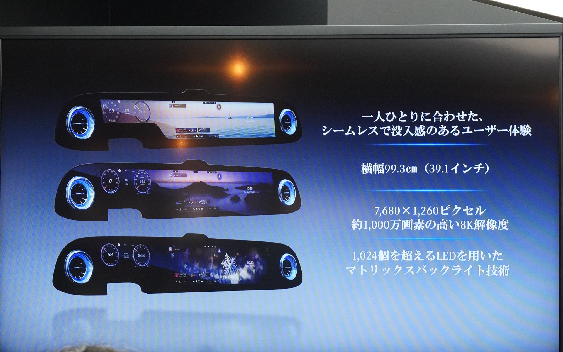 オプションの横幅39.1インチの「MBUXハイパースクリーン」