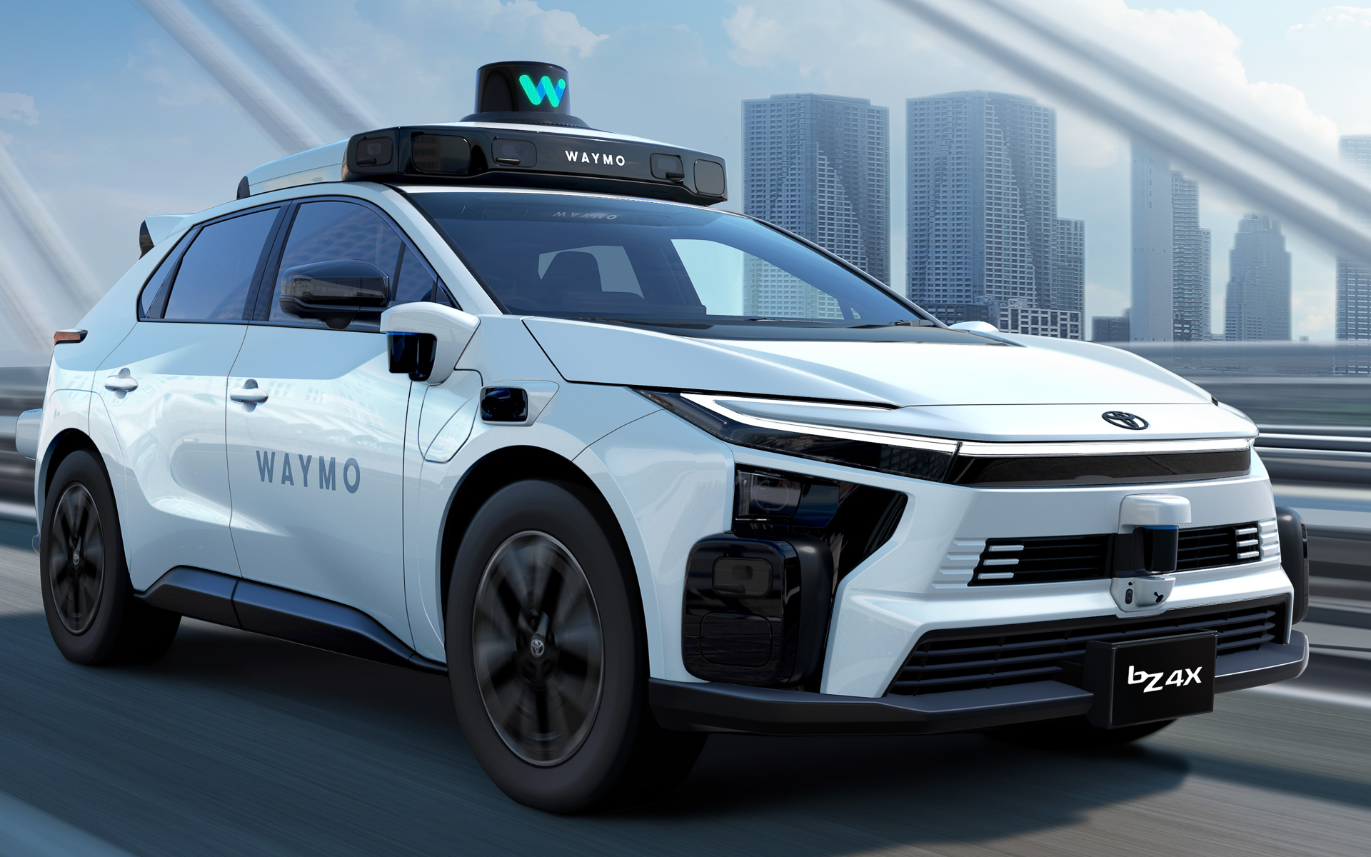 トヨタのバッテリEV「bZ4X」をベースにWaymoの自動運転用ハードウェアを搭載する。生産はトヨタ自動車 高岡工場