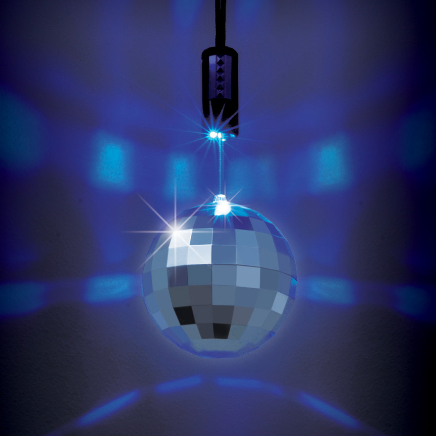 スイッチをONにするとLEDがミラーボールを照射