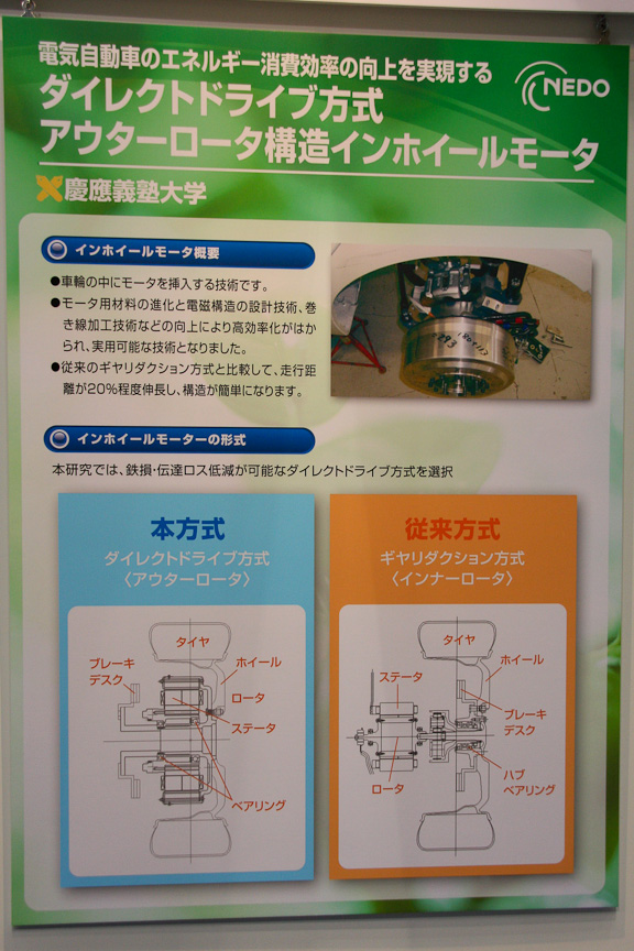 一般的な中心の軸が回転するインターローター式ではなく、外側が回るアウターローター式により伝達ロスを軽減し、効率をアップする