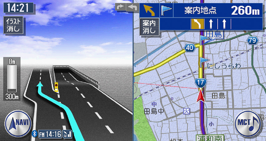 立体交差部の表示画面