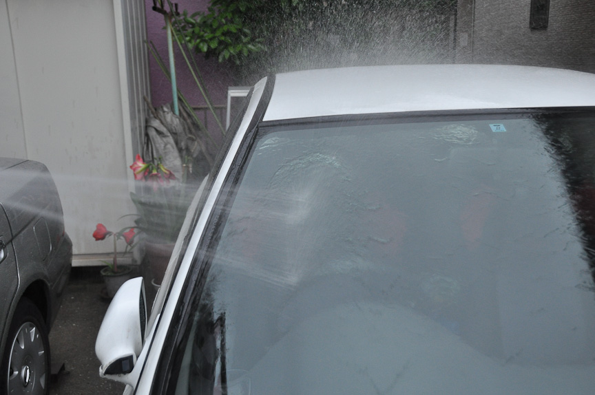 磨き終えたら液を流し落とすための水洗い。その後濡れたタオルで拭き上げれば作業は終了