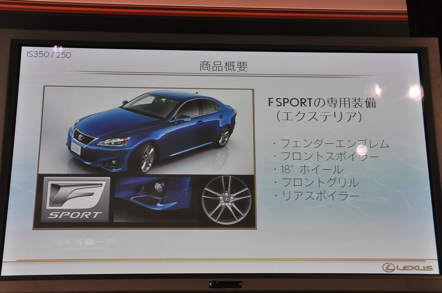 F SPORTの特別装備。専用のフロントフェンダーなどを装備する