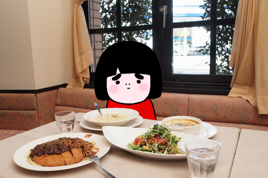 「意図したわけではないけれど今月のグルメ隊はカツ特集ですわね」