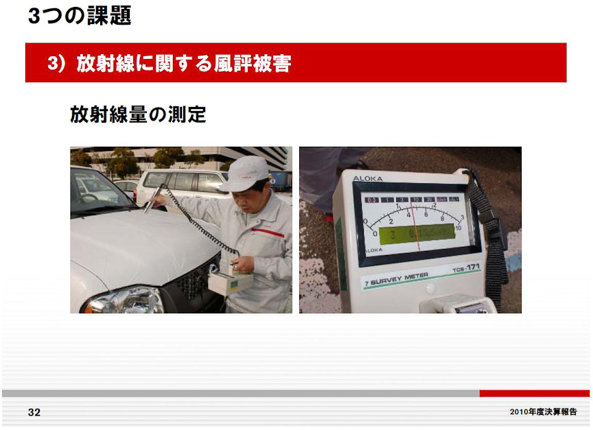 放射能汚染の風評被害を抑えるため、3月から放射線量測定を実施している