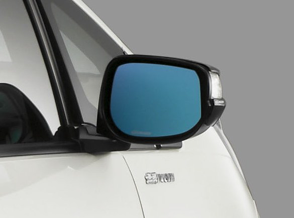 「ハイドロフィリック ミラー」。多層膜コーティングを施したブルー色鏡面仕上げで、親水コートも施される。曲率は1000R、無限ロゴ入り。1万9950円