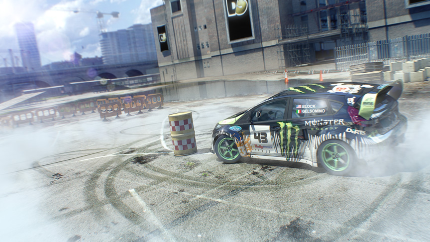DiRT 3のスクリーンショット。最新のレースゲームならではのリアルなグラフィックス