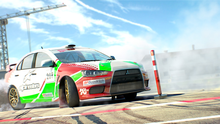 DiRT 3のスクリーンショット。最新のレースゲームならではのリアルなグラフィックス