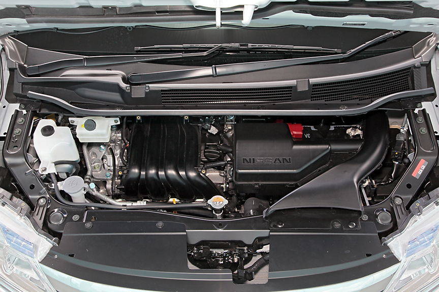 直列4気筒DOHC 2リッター直噴のMR20DD型エンジン。最高出力108kW（147PS）/5600rpm、最大トルク210Nm（21.4kgm）/4400rpmを発生。JC08モード燃費は15.2km/Lを達成している