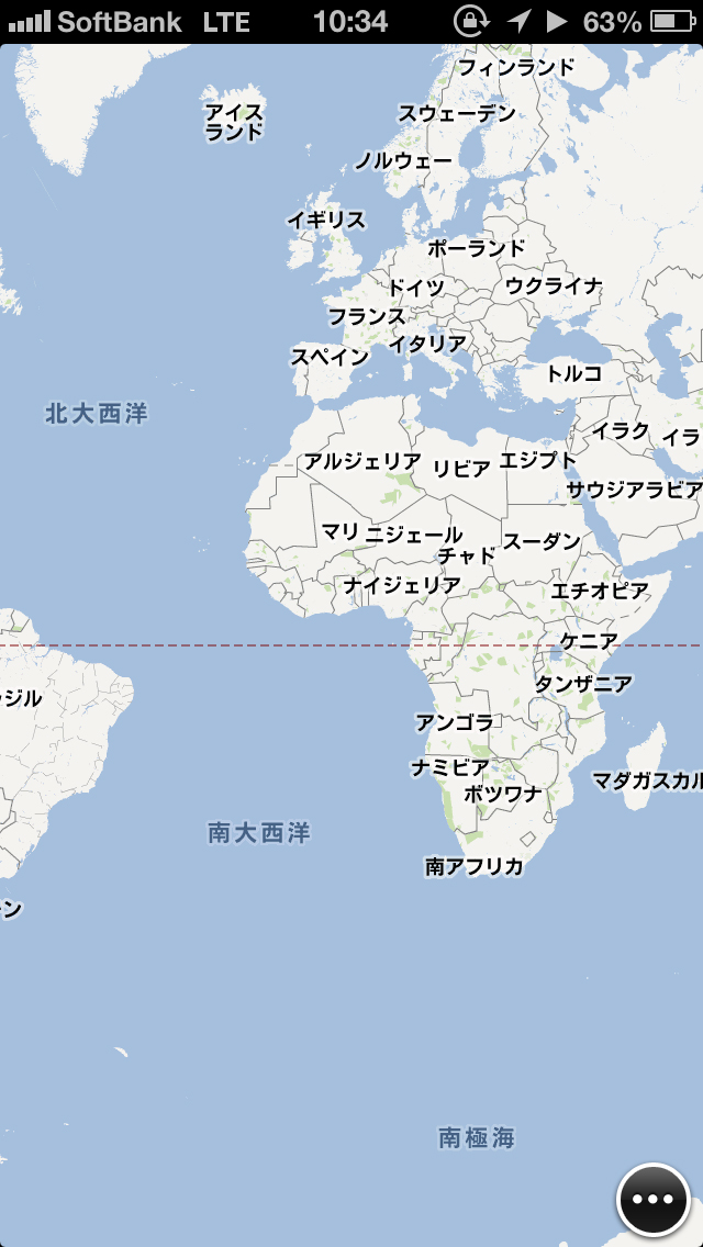 地図（広域）。右下の「…」をタップ