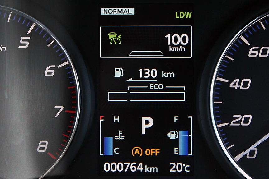 メーターパネル内のディスプレイ上部に設定を表示。車間距離は3段階に調節可能だ
