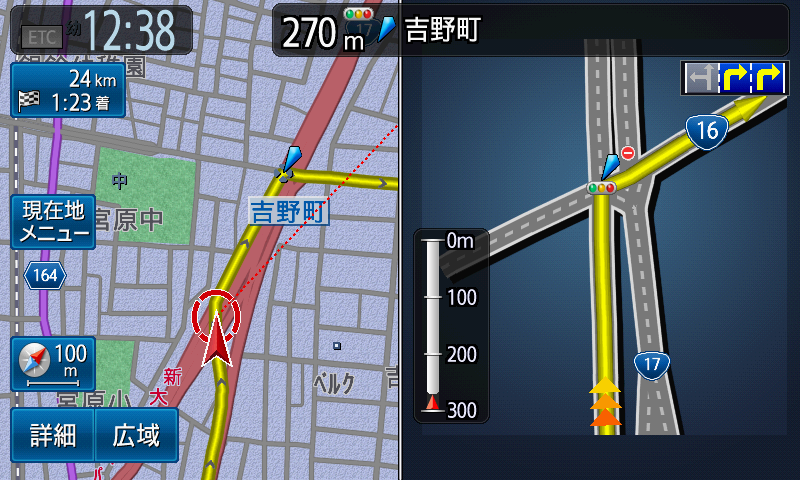 メインの案内となる交差点拡大図