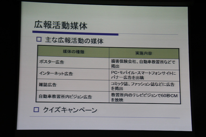 ポスター、インターネット、雑誌広告などで自賠責保険の重要性を訴えていく