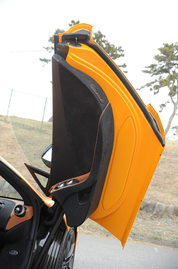 ディへドラルドアは斜め前方に開く。ドアノブに相当する部分を指でスワイプすると開く