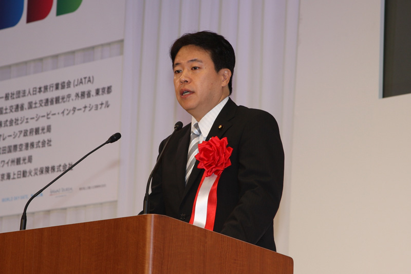 同じく開会式で挨拶をした国土交通副大臣 鶴保庸介氏