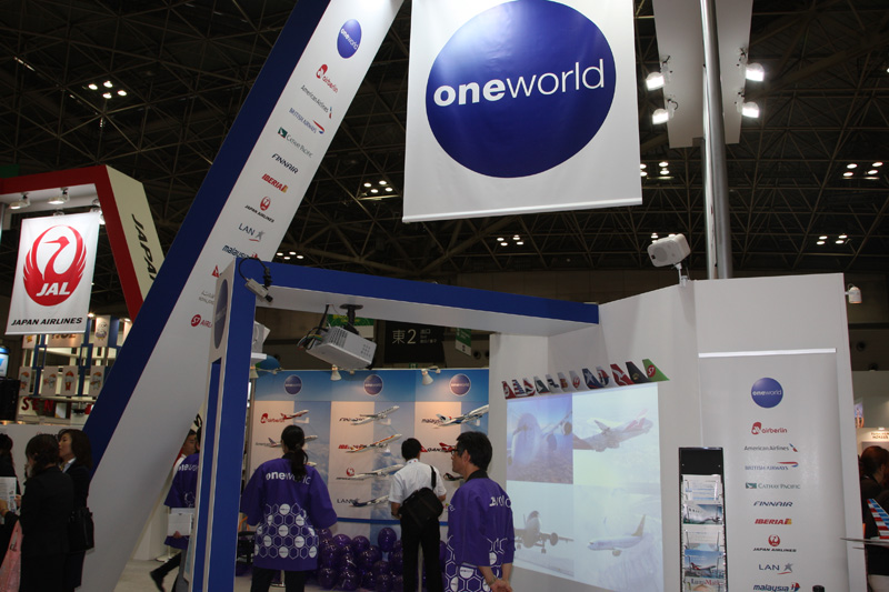 JALの近くではワンワールドアライアンスもブースを出していた