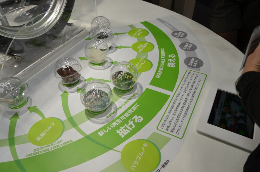 タイヤのエコ技術を展示