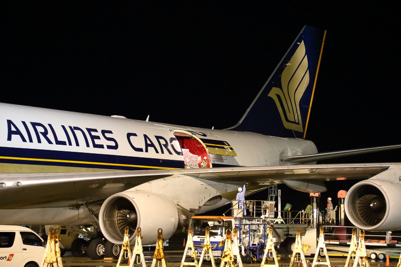 ドアが開くと見えるのは赤いフェラーリのコンテナ