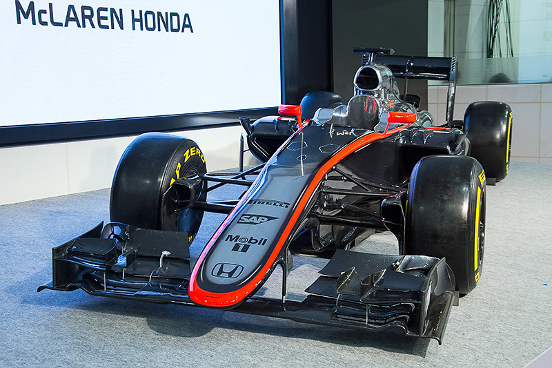 2月10日にホンダ本社で行われた記者会見の会場に展示されたマシン