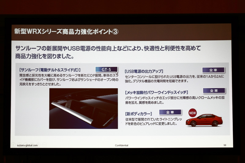 「2.0GT-S EyeSight」グレードにはサンルーフの設定も用意