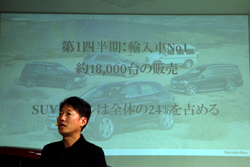 現在のメルセデス・ベンツ日本では販売の24％をSUVが占める状況。ここにGLS、GLE クーペ、GLE 43の3モデルを追加して、さらにSUV比率を高めていく