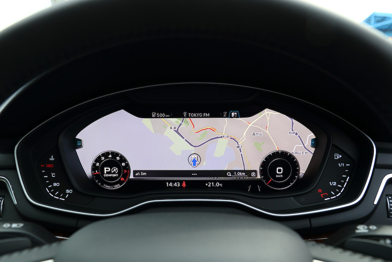 12.3インチの高解像度液晶モニターを採用するバーチャルコックピット。写真は地図表示にしたところ