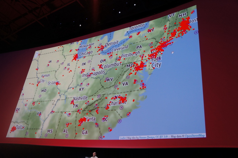 地図に赤い点が表示された