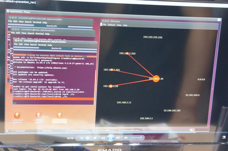 コンセプトデモ動画。エージェントの入っていないデバイスは破られるが、エージェントの入ったデバイスが攻撃されるとネットワークで止める